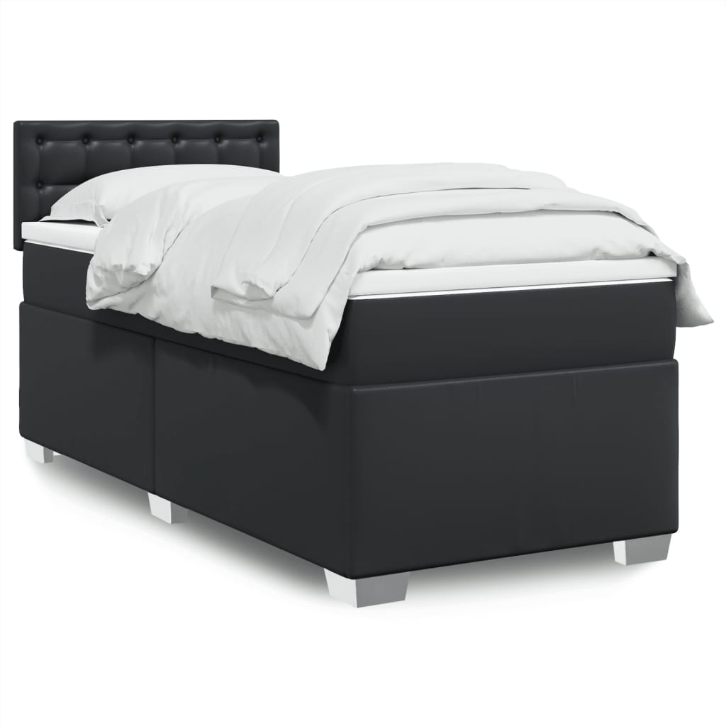 Boxspring met matras kunstleer zwart 90x200 cm is nu te koop bij PeponiXL, paradijselijk wonen!