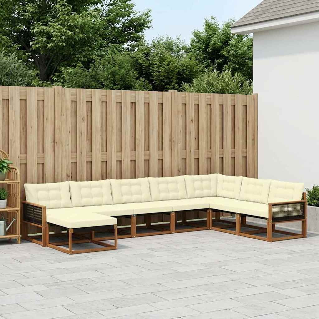 Buiten bankenset met kussen 8 pcs Natuurlijk en Crème is nu te koop bij PeponiXL, paradijselijk wonen!