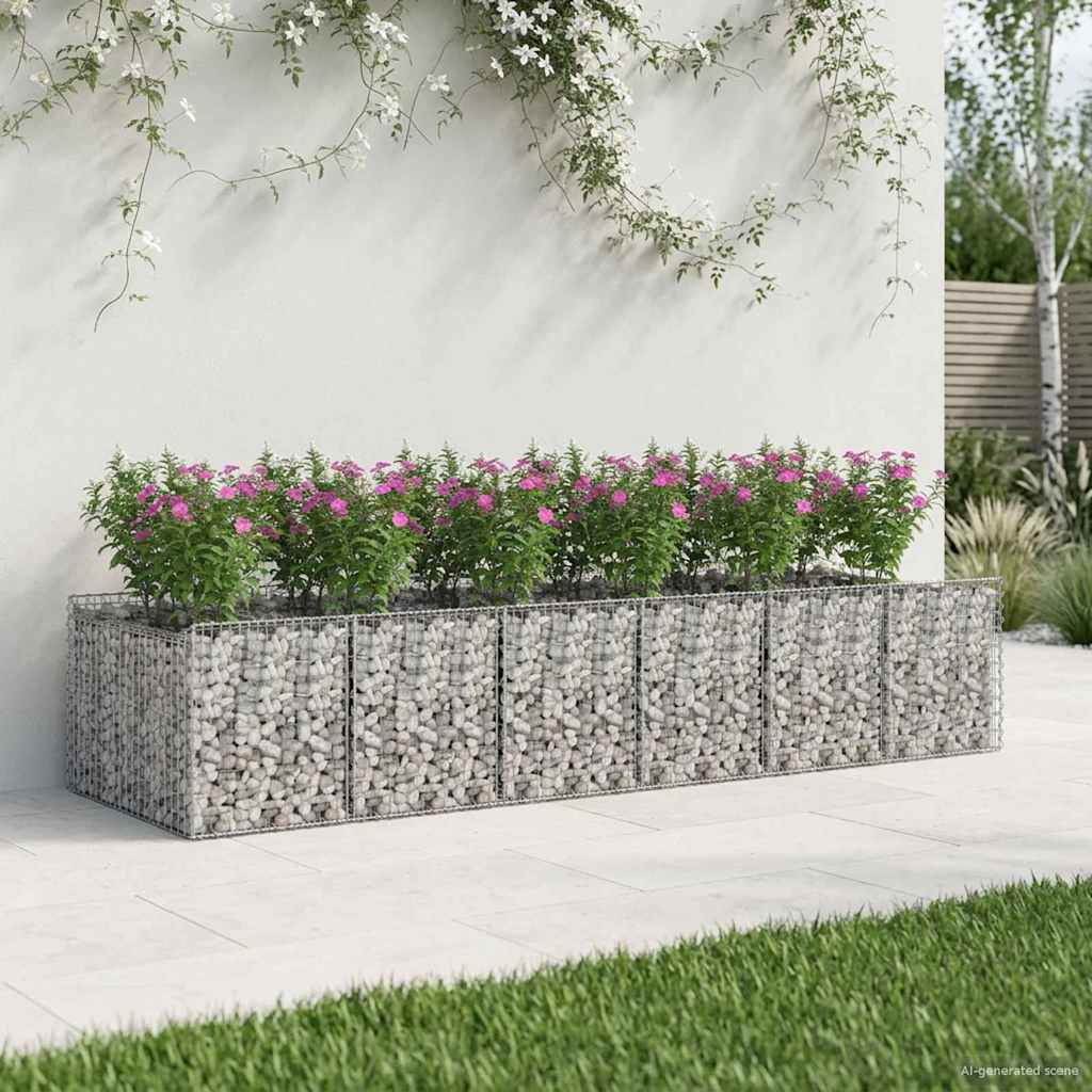 Gabion Verhoogd Bed 2 pcs Zilverkleurig is nu te koop bij PeponiXL, paradijselijk wonen!