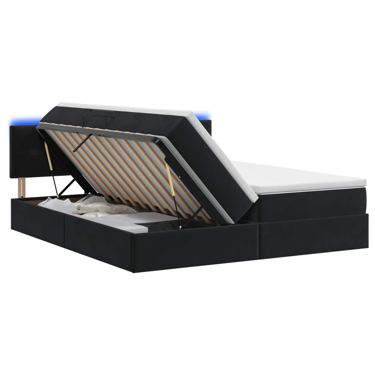 LED Opslagbed met Matras Zwart 200 x 200 cm Fluweel is nu te koop bij PeponiXL, paradijselijk wonen!