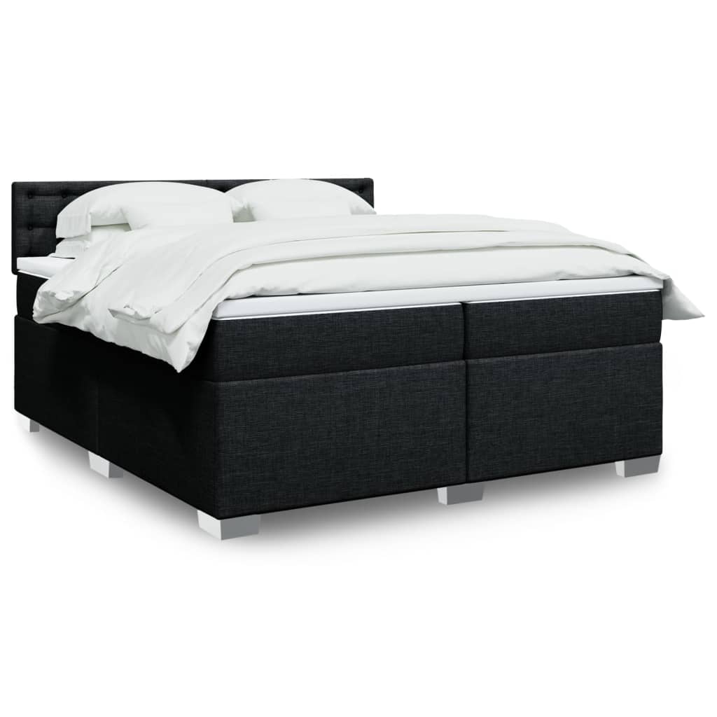Boxspring met matras stof zwart 200x200 cm is nu te koop bij PeponiXL, paradijselijk wonen!