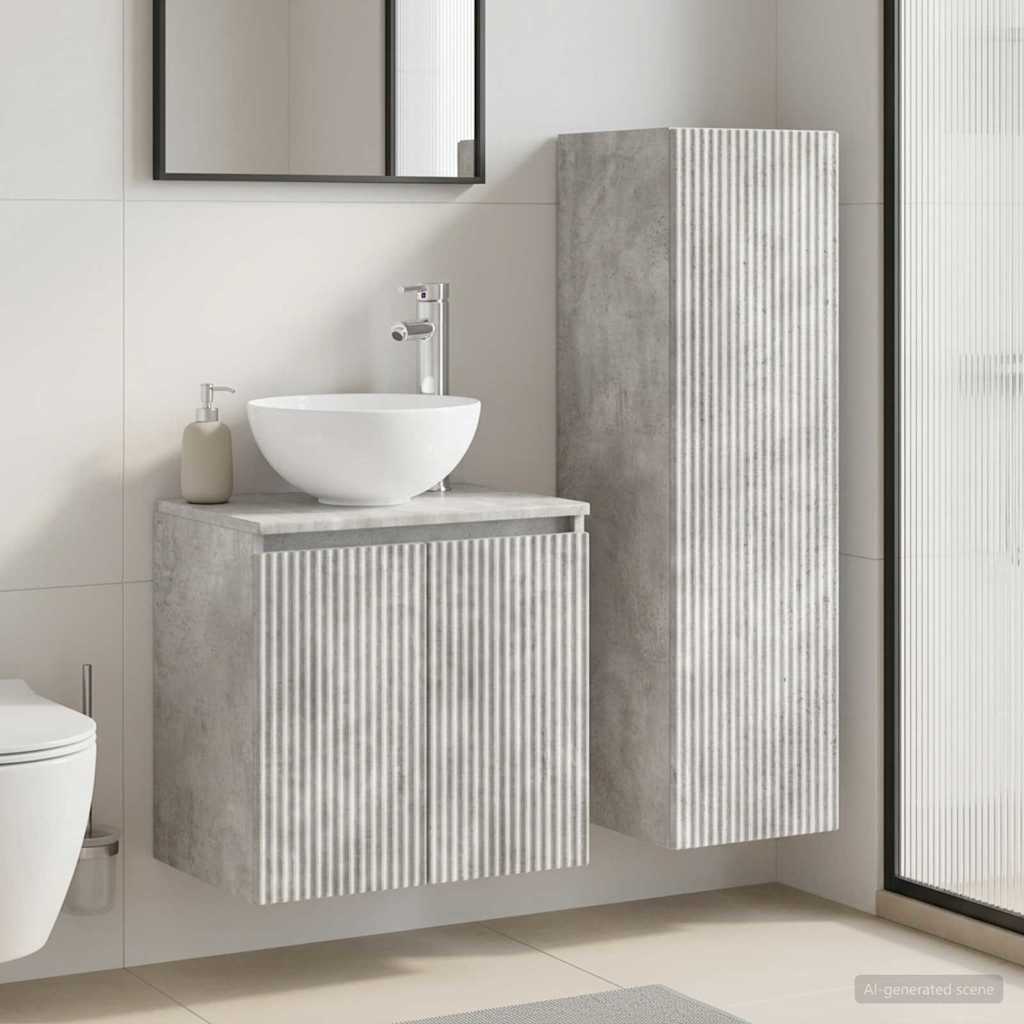 Badkamermeubelset 2 st Betongrijs 33 x 34,5 x 100 cm is nu te koop bij PeponiXL, paradijselijk wonen!