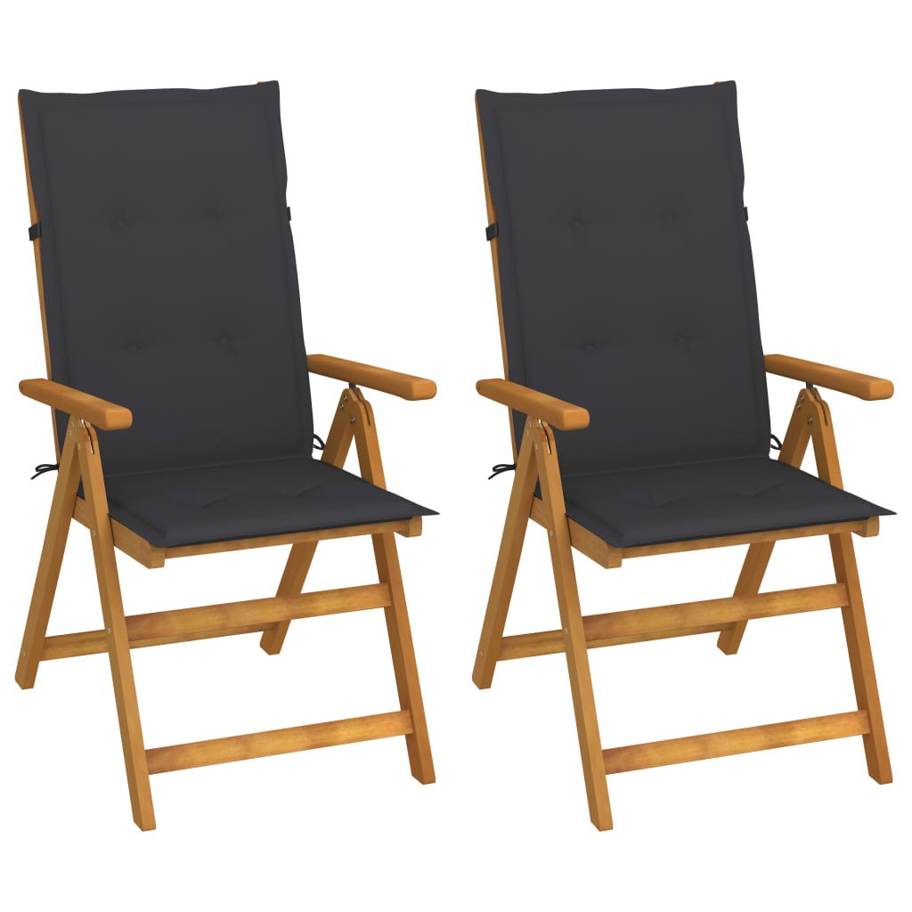 Tuinstoelen 2 st verstelbaar met kussens massief acaciahout is nu te koop bij PeponiXL, paradijselijk wonen!