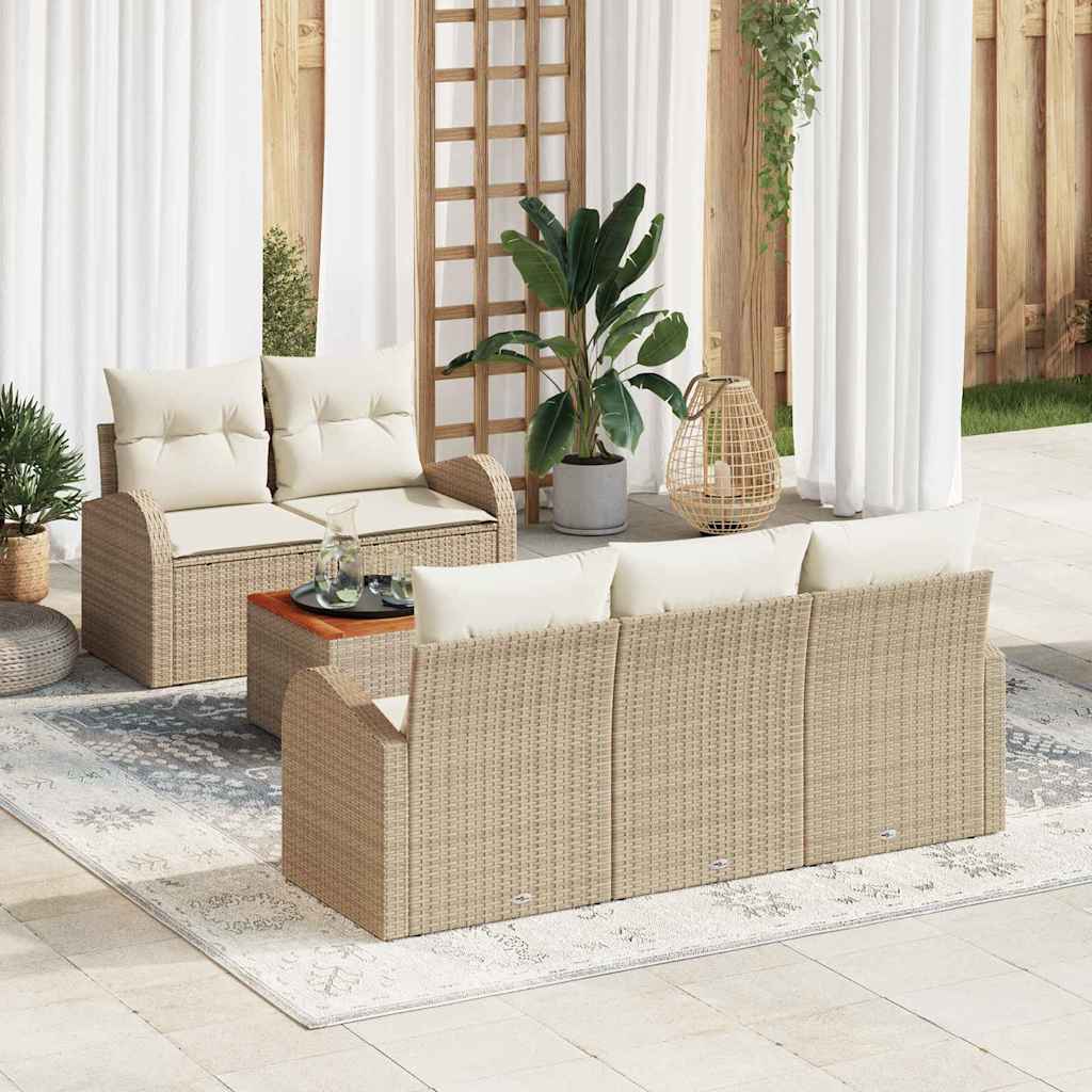 Tuinbankenset 6 st Beige en Crème poly rattan is nu te koop bij PeponiXL, paradijselijk wonen!