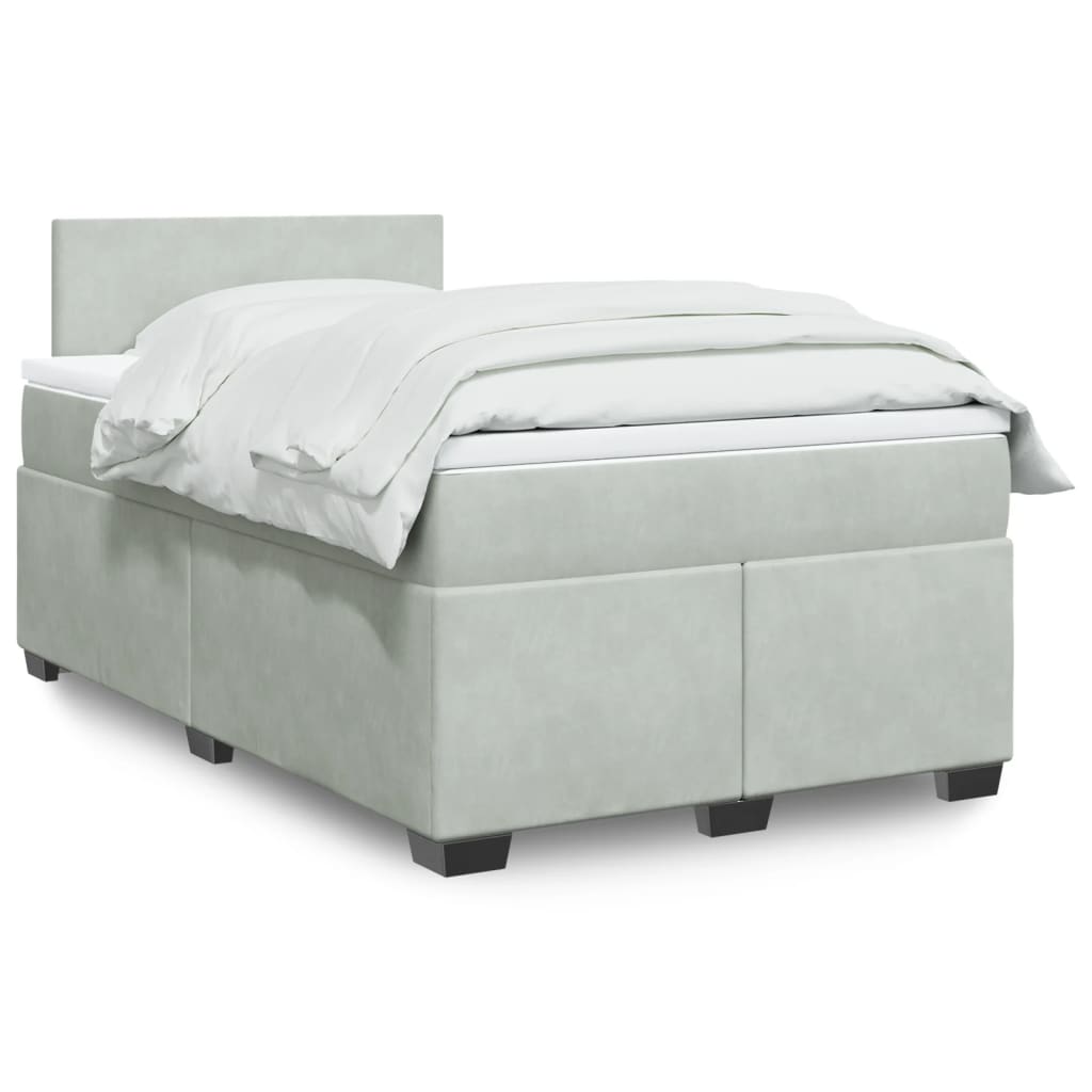 Boxspring met matras fluweel lichtgrijs 120x200 cm is nu te koop bij PeponiXL, paradijselijk wonen!
