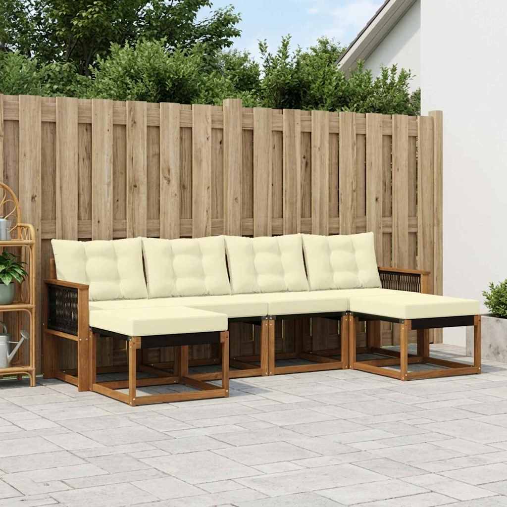 Buiten bankenset met kussen 6 pcs Natuurlijk en Crème is nu te koop bij PeponiXL, paradijselijk wonen!