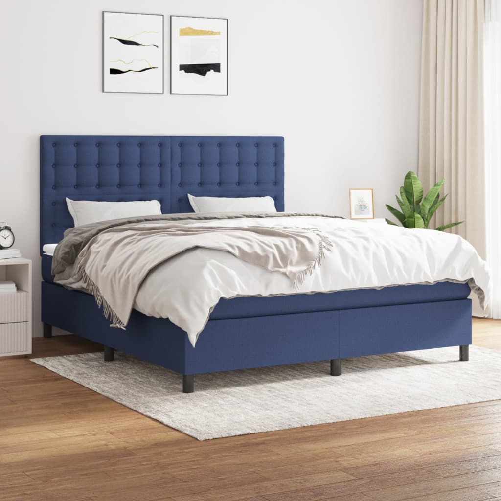 Boxspring met matras stof blauw 180x200 cm is nu te koop bij PeponiXL, paradijselijk wonen!