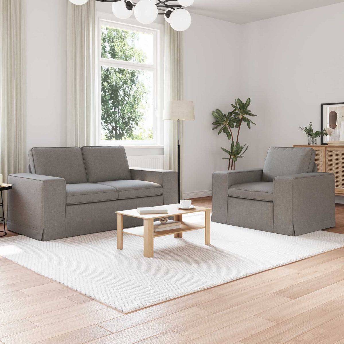 Bankstel 2 pcs Taupe 162 x 80 x 82 cm Stof is nu te koop bij PeponiXL, paradijselijk wonen!