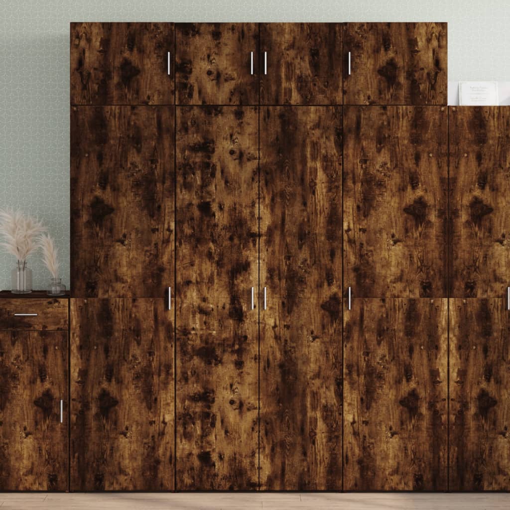 Hoge kast 80x42,5x185 cm bewerkt hout gerookt eikenkleurig is nu te koop bij PeponiXL, paradijselijk wonen!