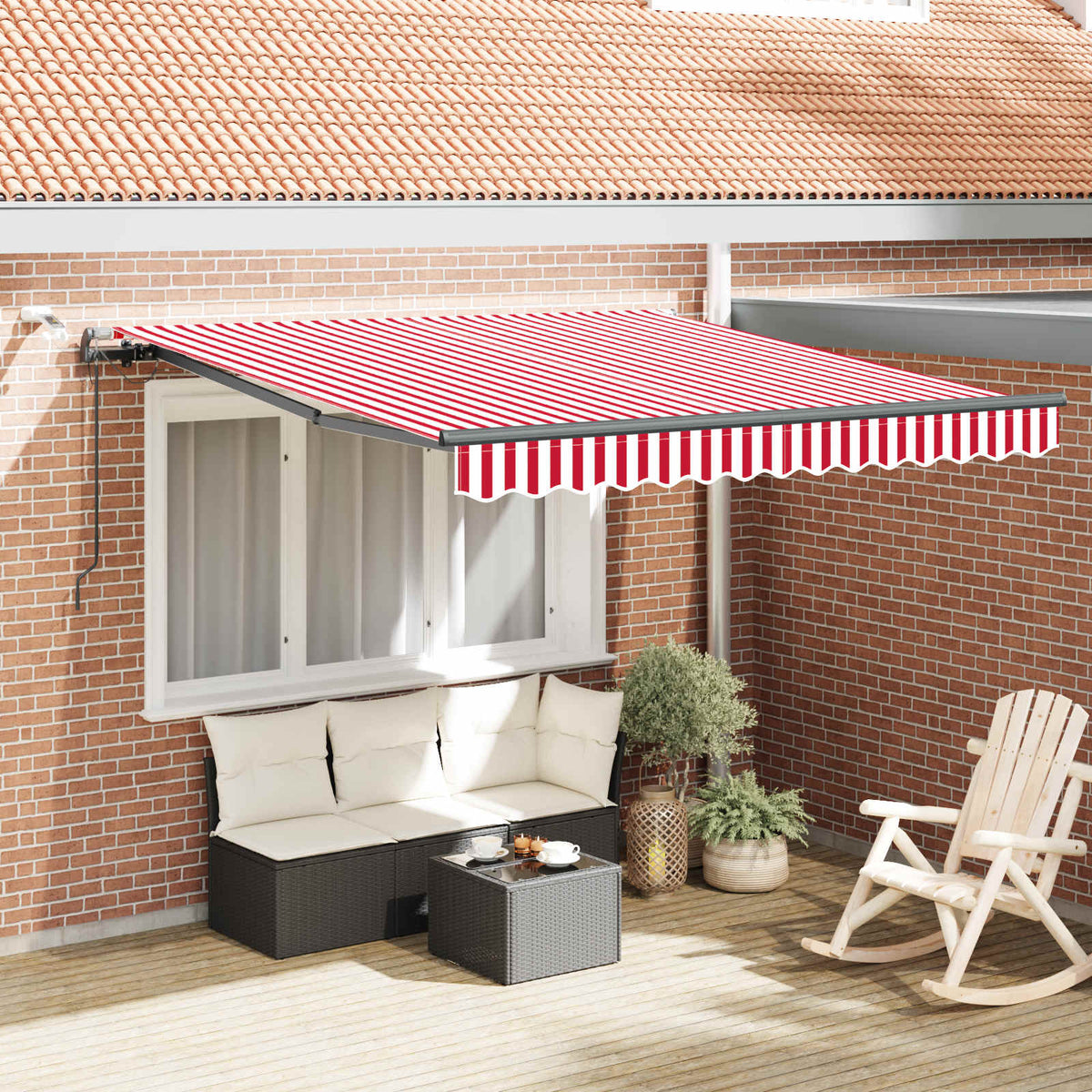 Uitschuifbare luifel Rood en Wit 300 x 250 cm Polyester is nu te koop bij PeponiXL, paradijselijk wonen!