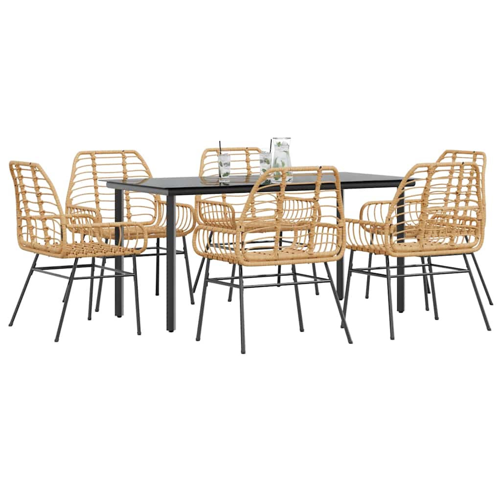 7-delige Tuinset poly rattan glas bruin is nu te koop bij PeponiXL, paradijselijk wonen!