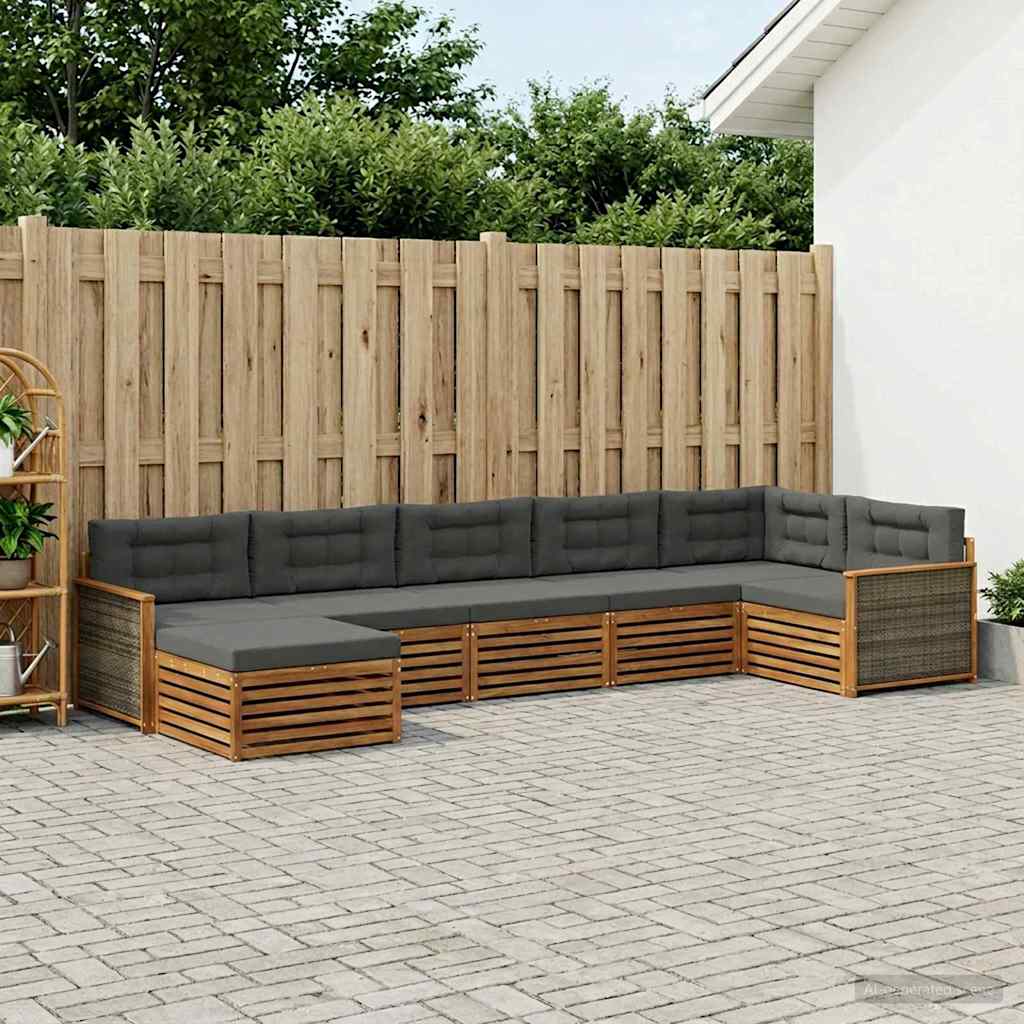 Buiten bankenset met kussen 7 pcs Natuurlijk en Antraciet is nu te koop bij PeponiXL, paradijselijk wonen!