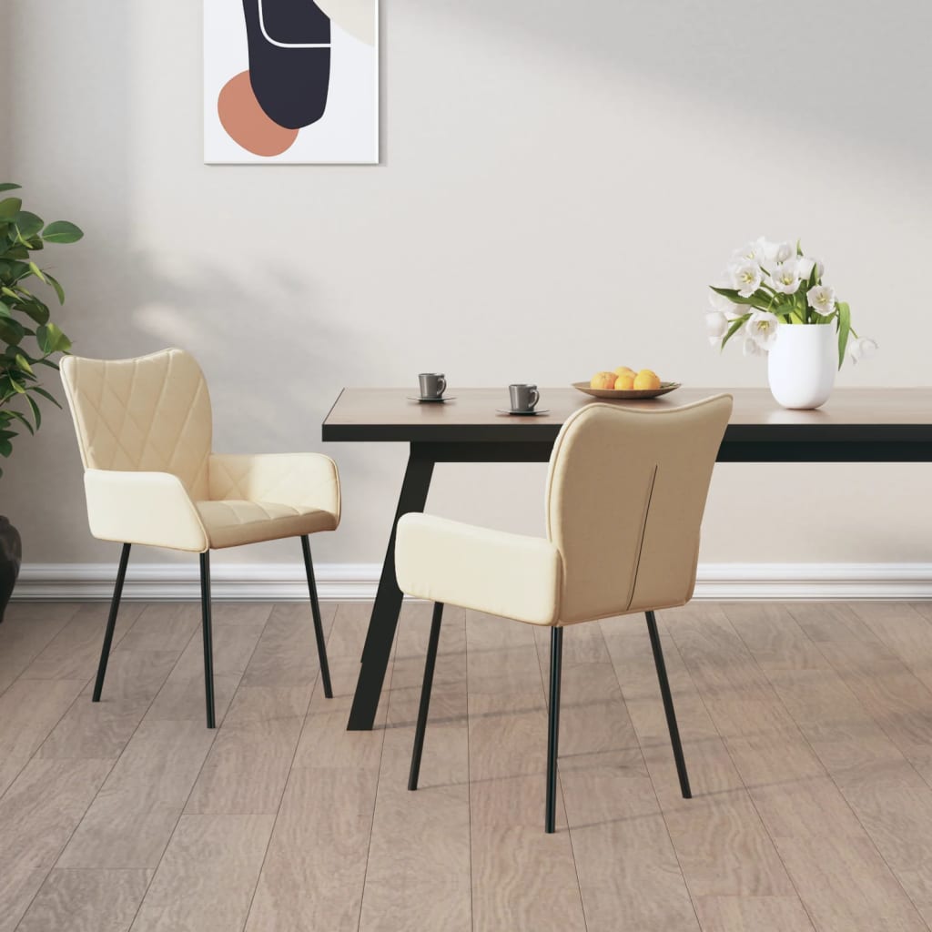 Eetkamerstoelen 2 st stof crèmekleurig is nu te koop bij PeponiXL, paradijselijk wonen!