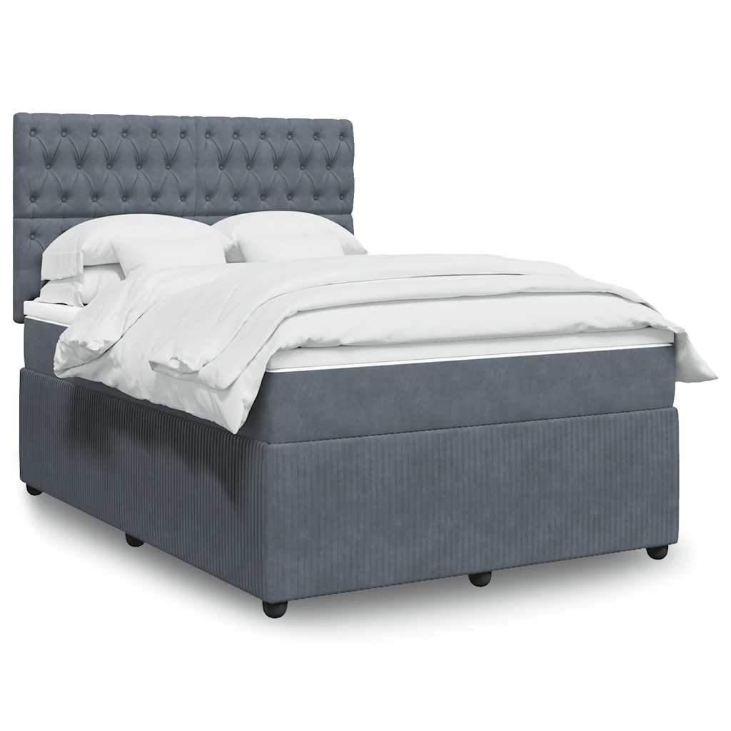 Boxspring met matras fluweel donkergrijs 160x200 cm is nu te koop bij PeponiXL, paradijselijk wonen!