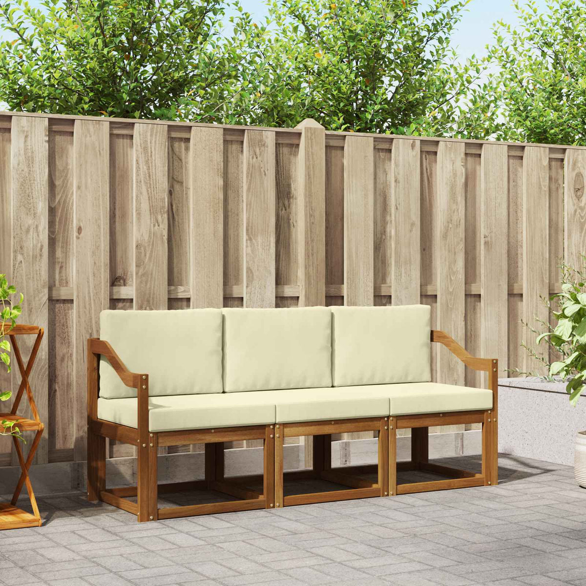 Buiten bankenset met kussen 3 pcs Natuurlijk en Crème is nu te koop bij PeponiXL, paradijselijk wonen!