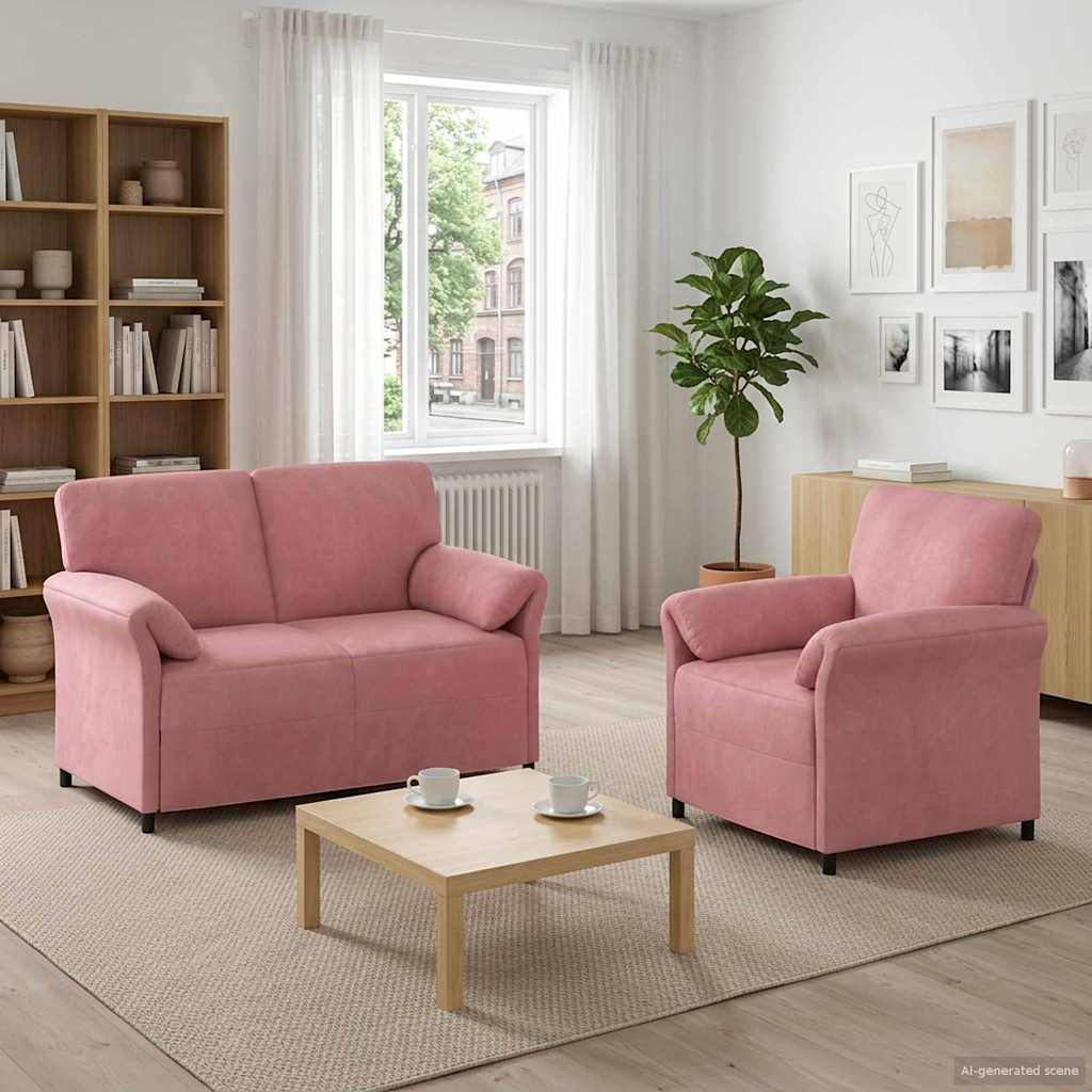 Bankstel 2 st Roze Fluweel is nu te koop bij PeponiXL, paradijselijk wonen!