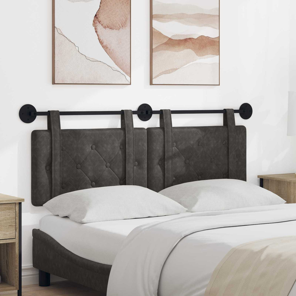 Hangend hoofdbord Zwart Antiek PU is nu te koop bij PeponiXL, paradijselijk wonen!