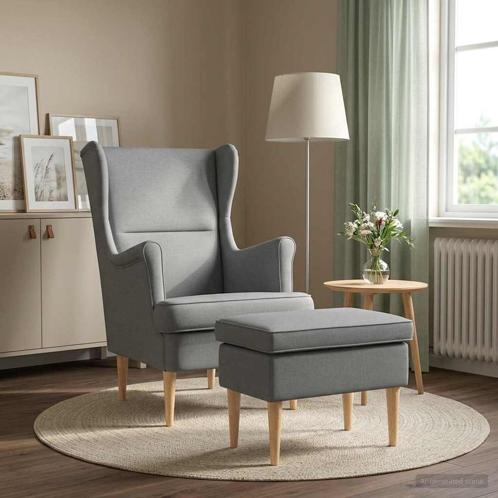 Fauteuil met Voetenbank 2 st Lichtgrijs Stof is nu te koop bij PeponiXL, paradijselijk wonen!