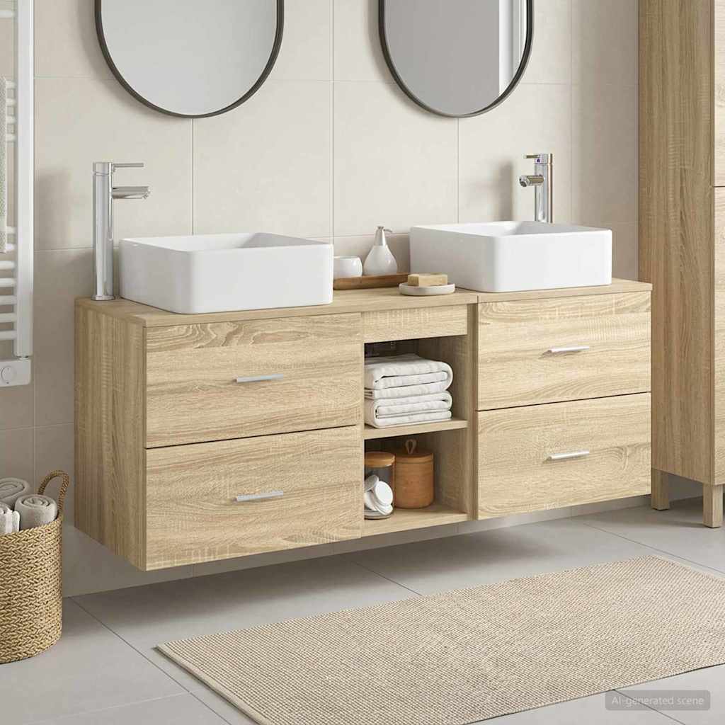 Badkamerkastenset 3 st Sonoma Eiken 49,5 x 41 x 63 cm is nu te koop bij PeponiXL, paradijselijk wonen!