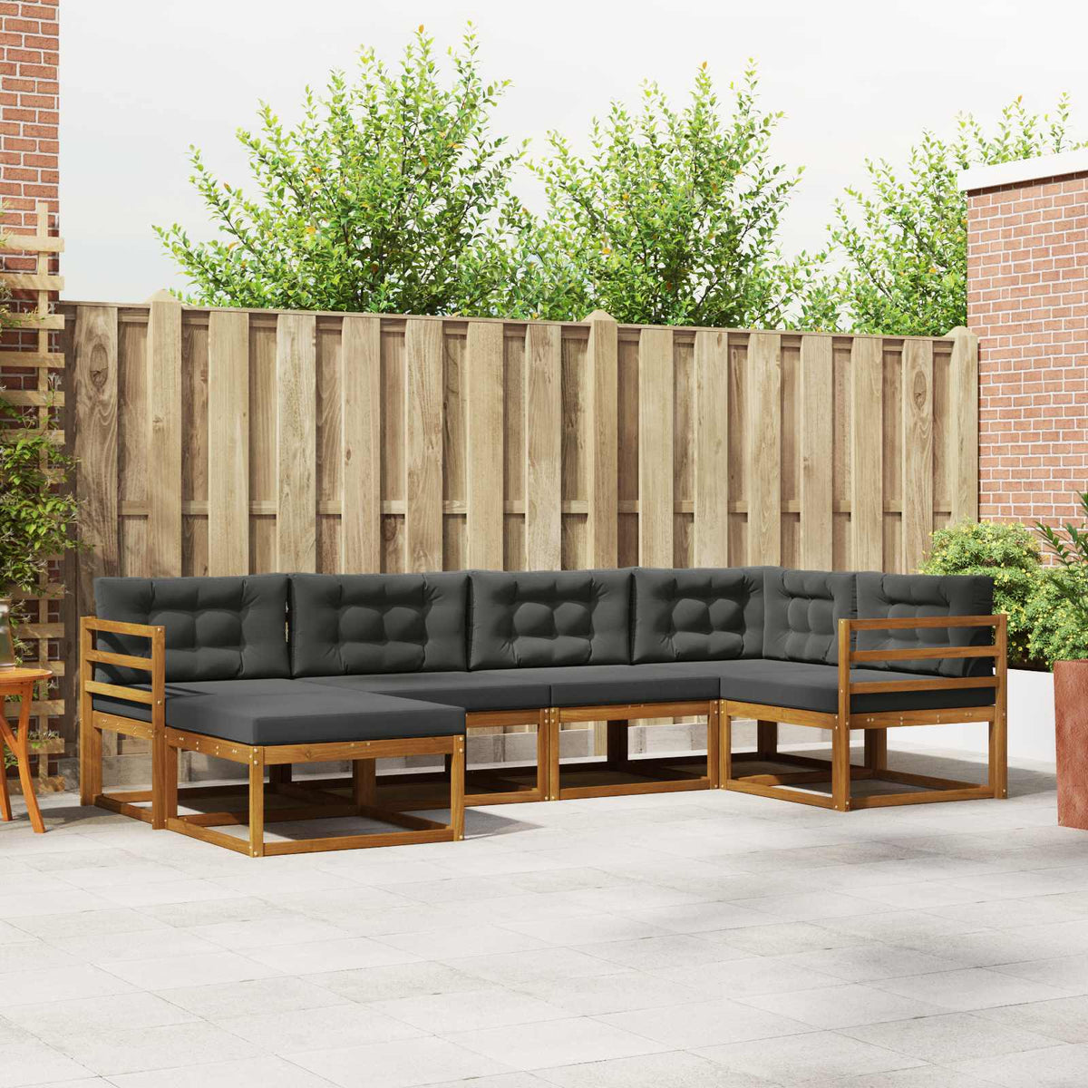 Buiten bankenset met kussen 6 pcs Natuurlijk en Antraciet is nu te koop bij PeponiXL, paradijselijk wonen!