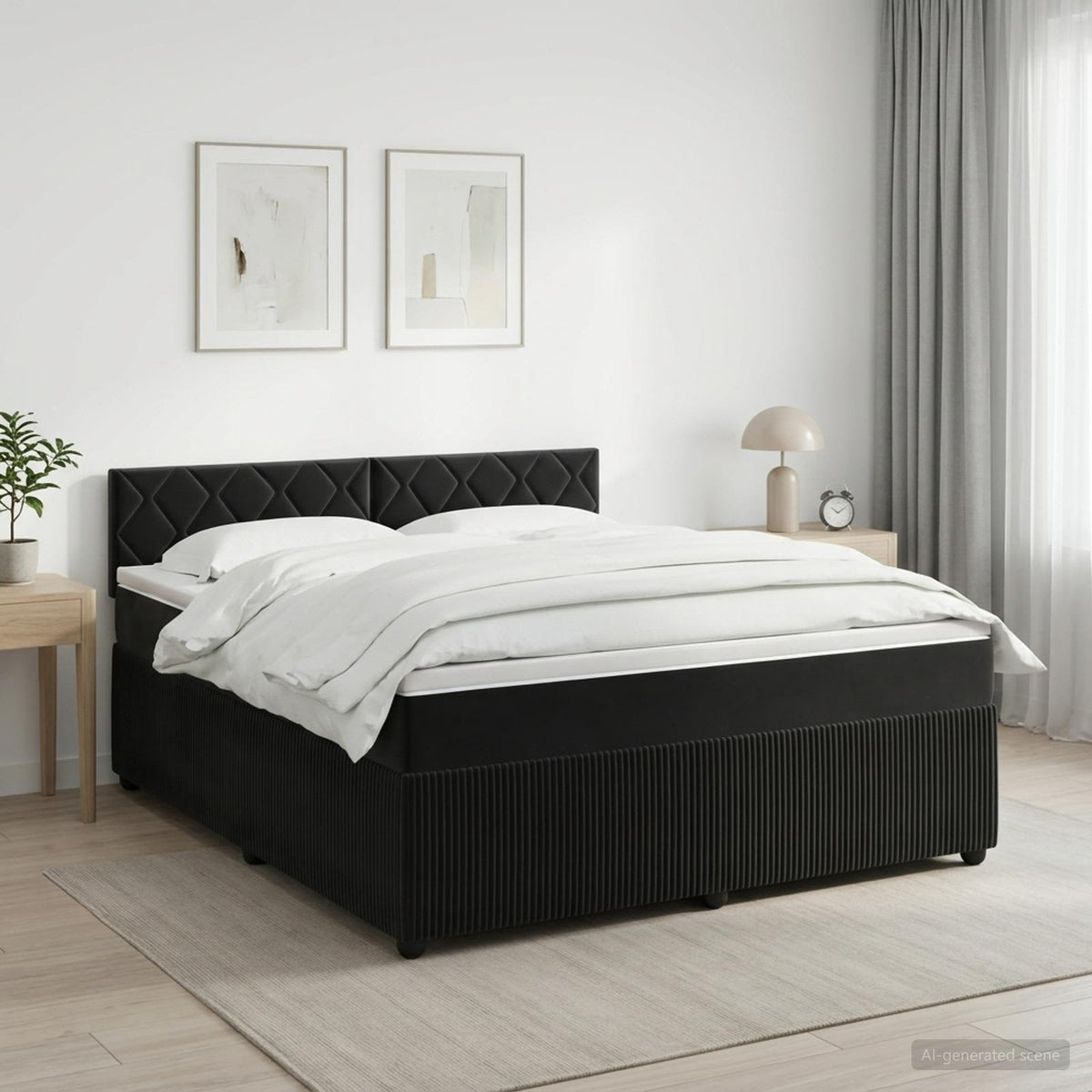 Boxspringbed met matras Zwart 140 x 190 cm Fluweel is nu te koop bij PeponiXL, paradijselijk wonen!