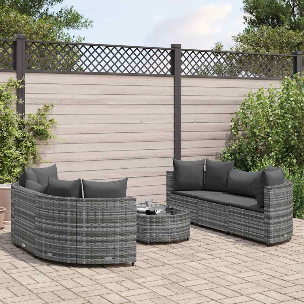 7-delige Loungeset met kussens poly rattan grijs is nu te koop bij PeponiXL, paradijselijk wonen!