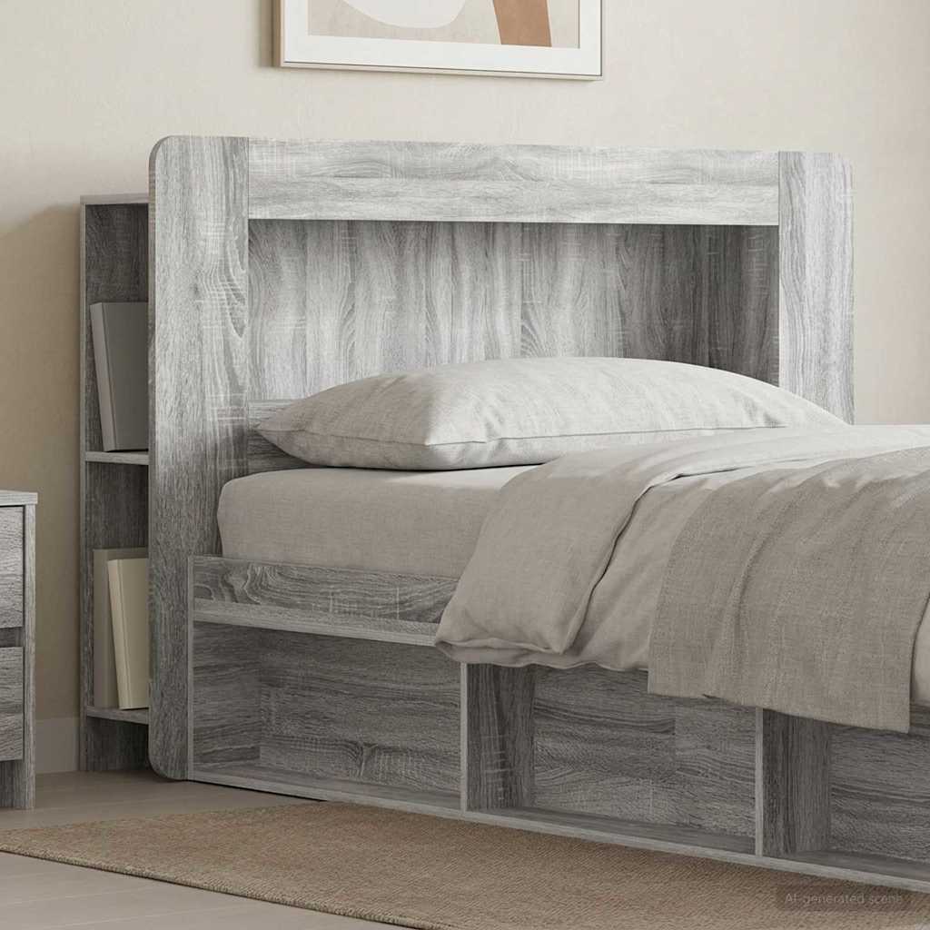 Hoofdbordkast met opslag Grijs sonoma Geconstrueerd hout is nu te koop bij PeponiXL, paradijselijk wonen!