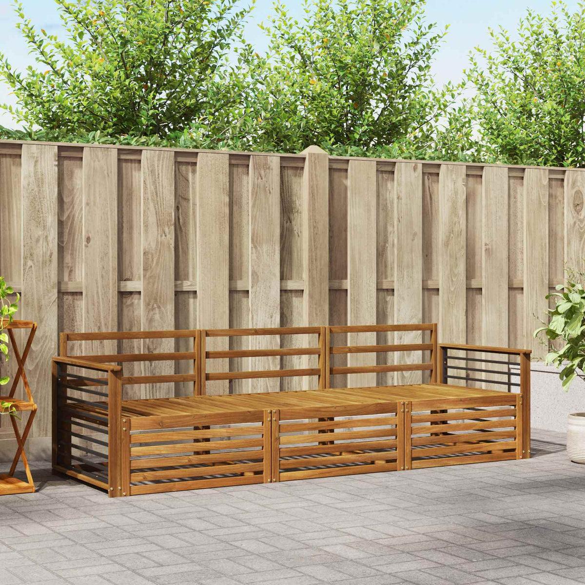 Buiten bankenset 3 pcs Naturel Massief Acaciahout is nu te koop bij PeponiXL, paradijselijk wonen!