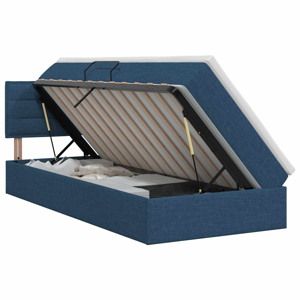 Opbergbed met matras met hoofdeinde Blauw 100 x 200 cm fluweel is nu te koop bij PeponiXL, paradijselijk wonen!
