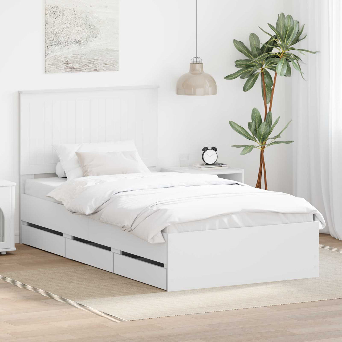 Bedframe met lade met opslag Wit 100 x 200 cm Ingenieurshout is nu te koop bij PeponiXL, paradijselijk wonen!