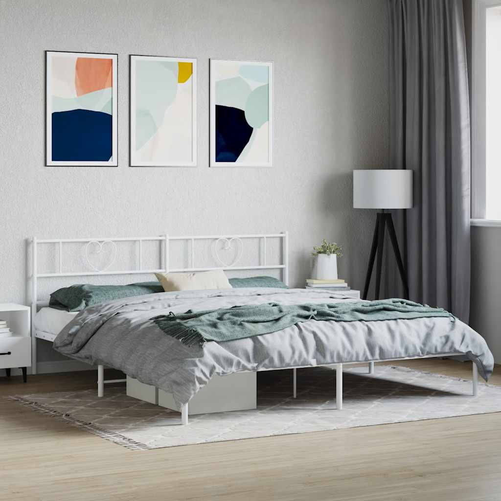 Bedframe met hoofdbord metaal wit 180x200 cm is nu te koop bij PeponiXL, paradijselijk wonen!