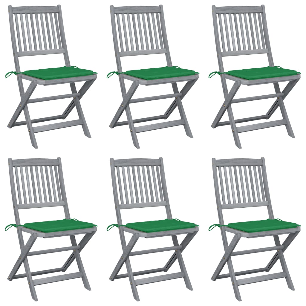 Tuinstoelen inklapbaar 6 st met kussens massief acaciahout is nu te koop bij PeponiXL, paradijselijk wonen!