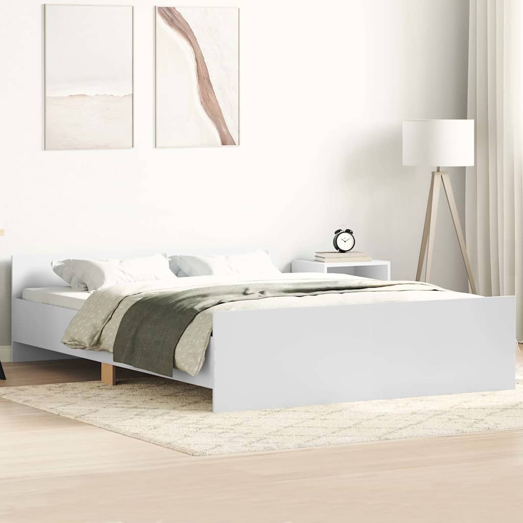 Bedframe met hoofd- en voeteneinde wit 135x190 cm is nu te koop bij PeponiXL, paradijselijk wonen!