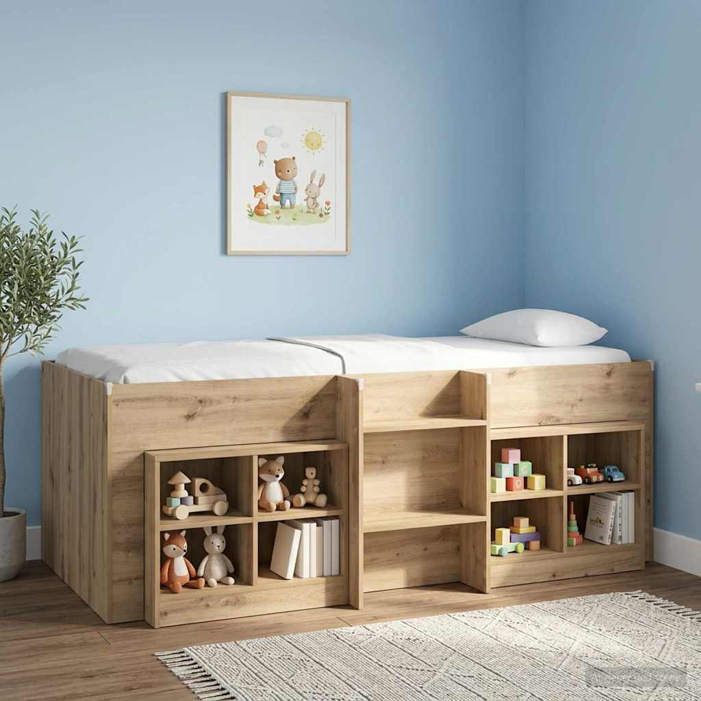 Bed kast 2 st Artisanaal eiken 66 x 33 x 48 cm Bewerkt hout is nu te koop bij PeponiXL, paradijselijk wonen!