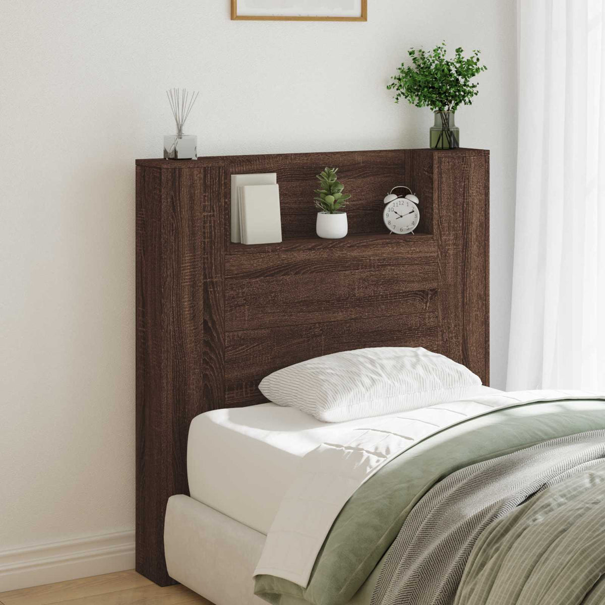 Hoofdbord Bruin Eiken 100 x 16,5 x 103,5 cm Bewerkt hout is nu te koop bij PeponiXL, paradijselijk wonen!