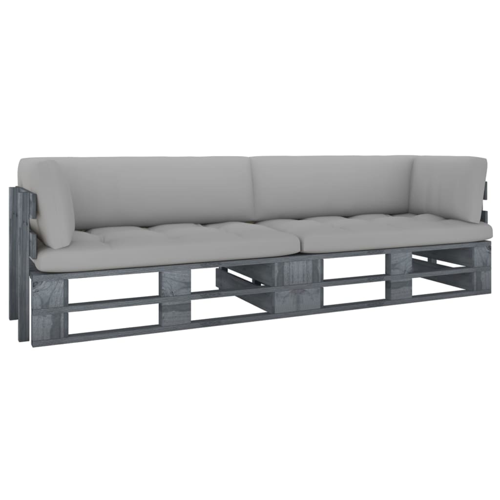 Tweezitsbank pallet met kussens grijs geïmpregneerd grenenhout is nu te koop bij PeponiXL, paradijselijk wonen!