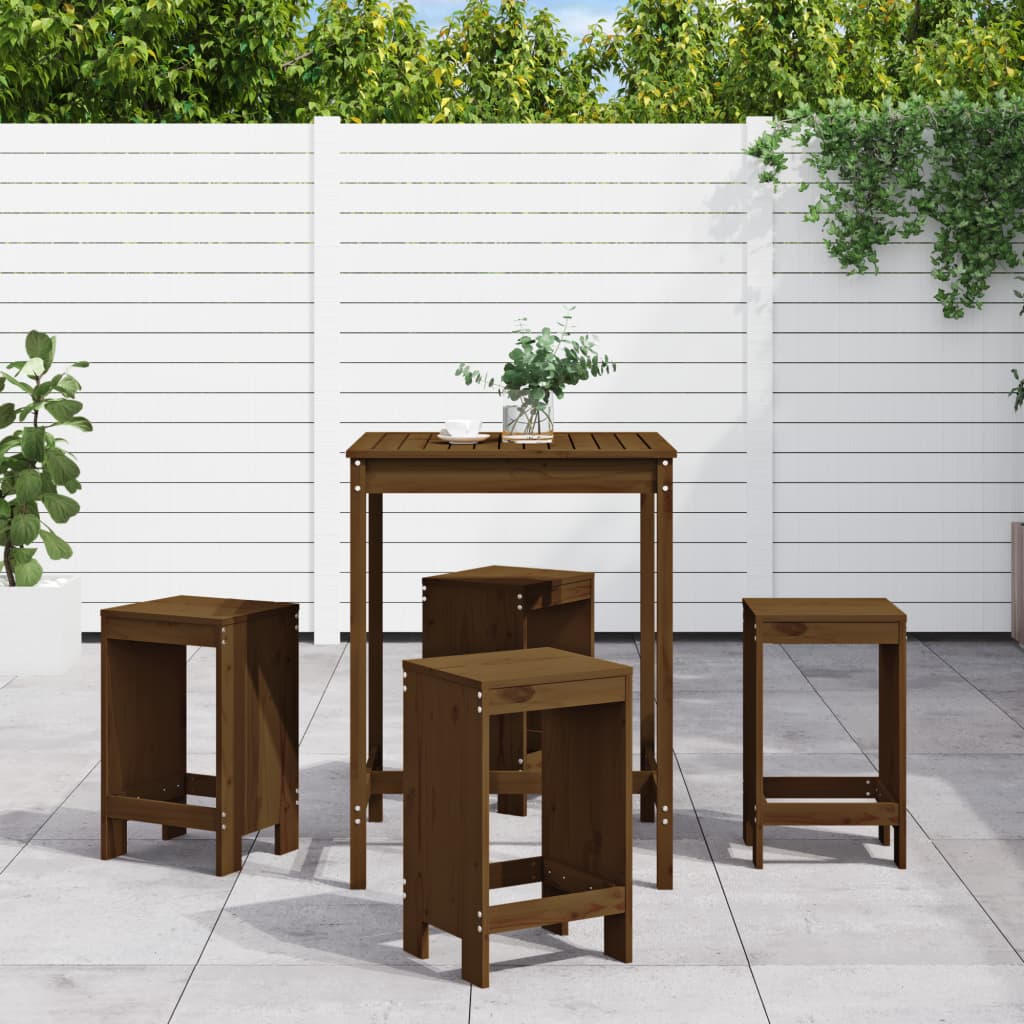 5-delige Tuinbarset massief grenenhout honingbruin is nu te koop bij PeponiXL, paradijselijk wonen!