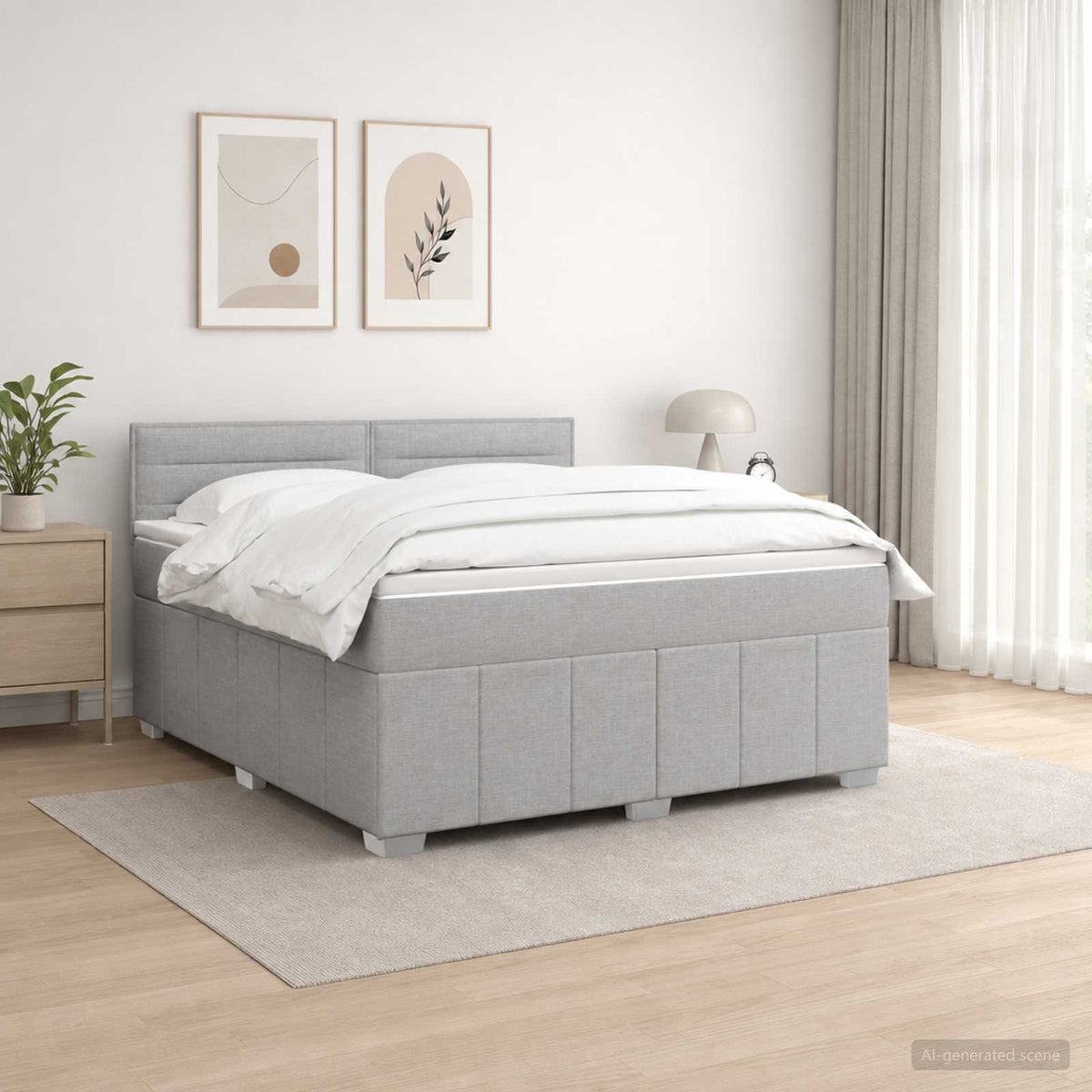 Boxspringbed met matras Lichtgrijs 140 x 190 cm Stof is nu te koop bij PeponiXL, paradijselijk wonen!
