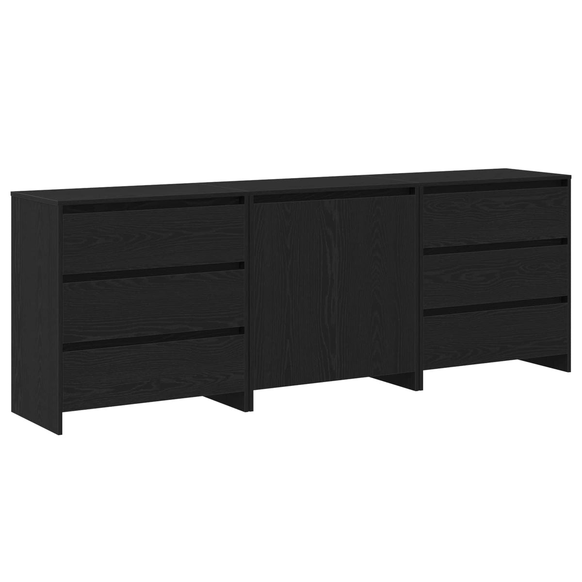 Dressoir met lade 3 pcs Zwart 70 x 41 x 75 cm Bewerkt hout is nu te koop bij PeponiXL, paradijselijk wonen!