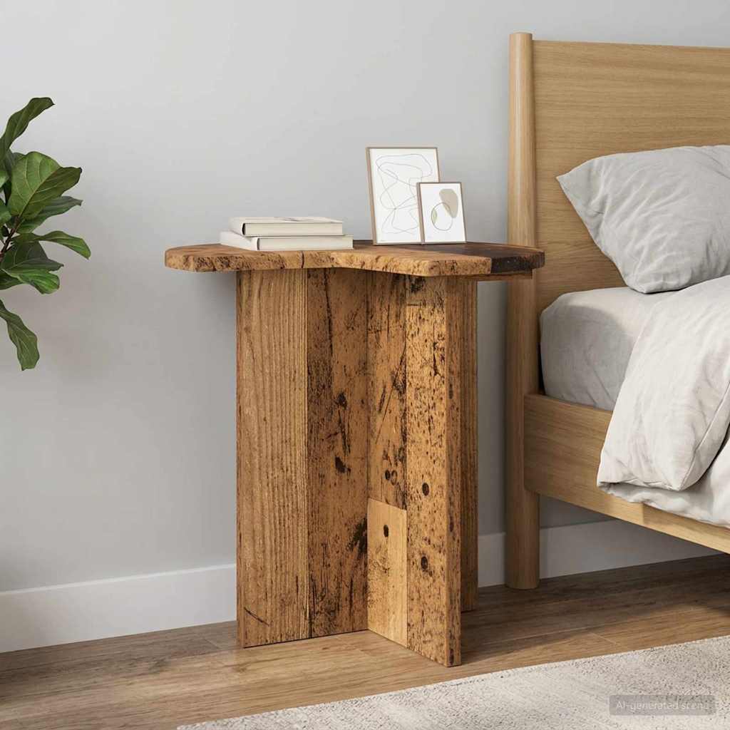 Bijzettafel met opslag Oud hout Ø 39 x 38 cm Bewerkt hout is nu te koop bij PeponiXL, paradijselijk wonen!
