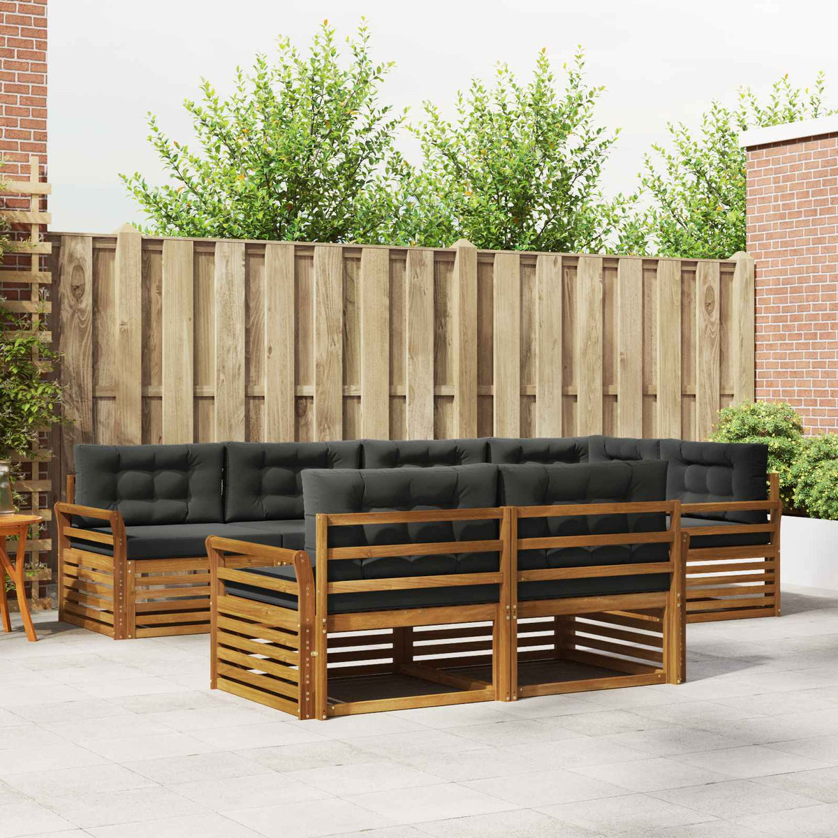 Buiten bankenset met kussen 7 pcs Natuurlijk en Antraciet is nu te koop bij PeponiXL, paradijselijk wonen!