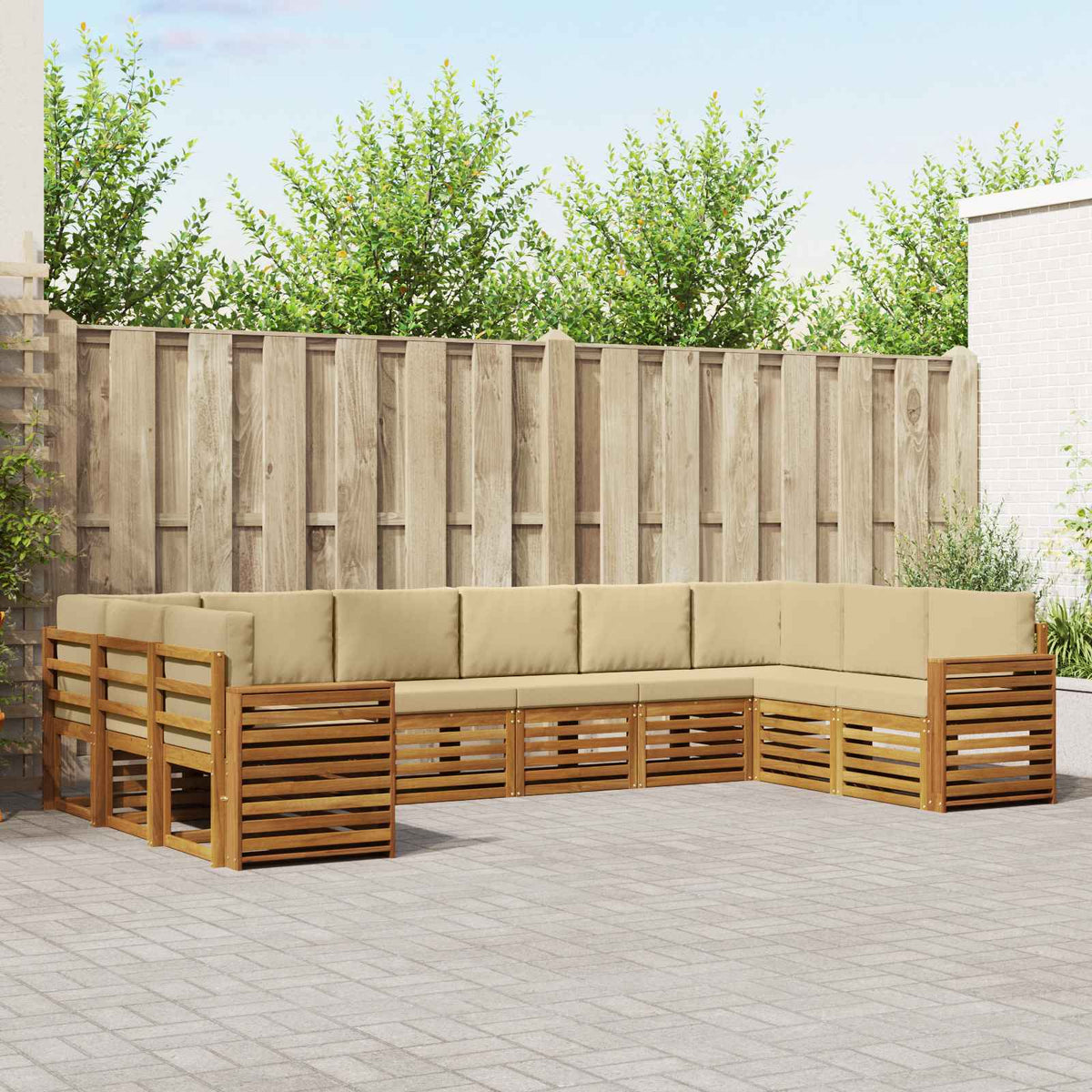 Hoekbank Set met kussen 10 pcs Natuurlijk en Beige is nu te koop bij PeponiXL, paradijselijk wonen!