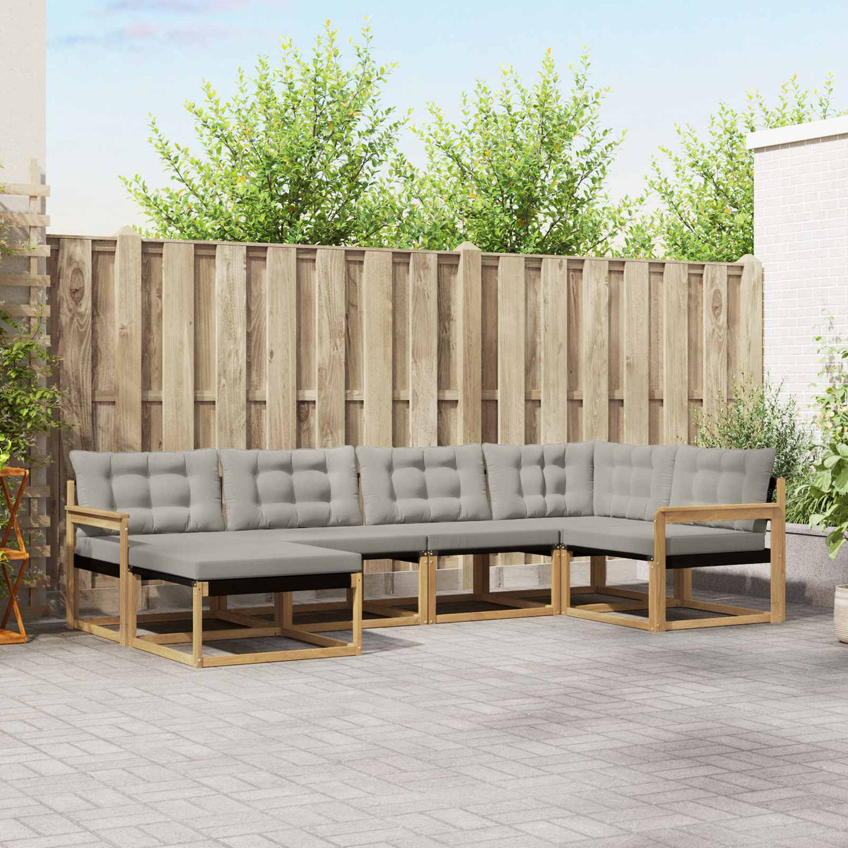 Buiten bankenset 6 pcs Wit en Lichtgrijs 327 x 168,5 x 73 cm is nu te koop bij PeponiXL, paradijselijk wonen!