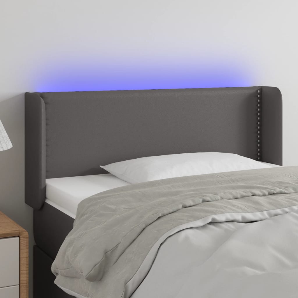 Hoofdbord LED 83x16x78/88 cm kunstleer grijs is nu te koop bij PeponiXL, paradijselijk wonen!