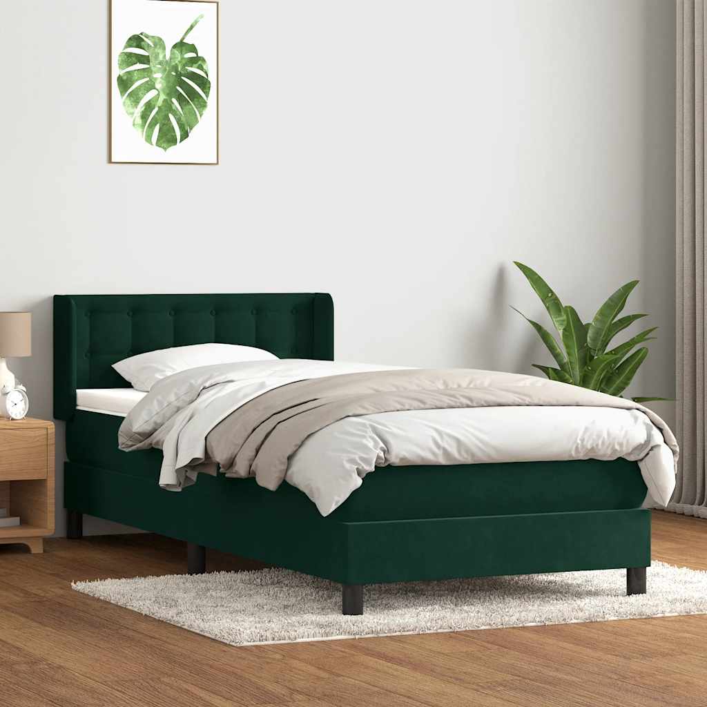 Boxspring met matras fluweel donkergroen 80x220 cm is nu te koop bij PeponiXL, paradijselijk wonen!