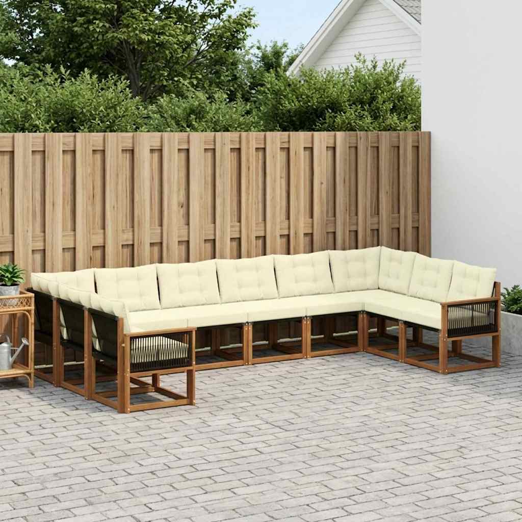 Buiten bankenset met kussen 10 pcs Natuurlijk en Crème is nu te koop bij PeponiXL, paradijselijk wonen!