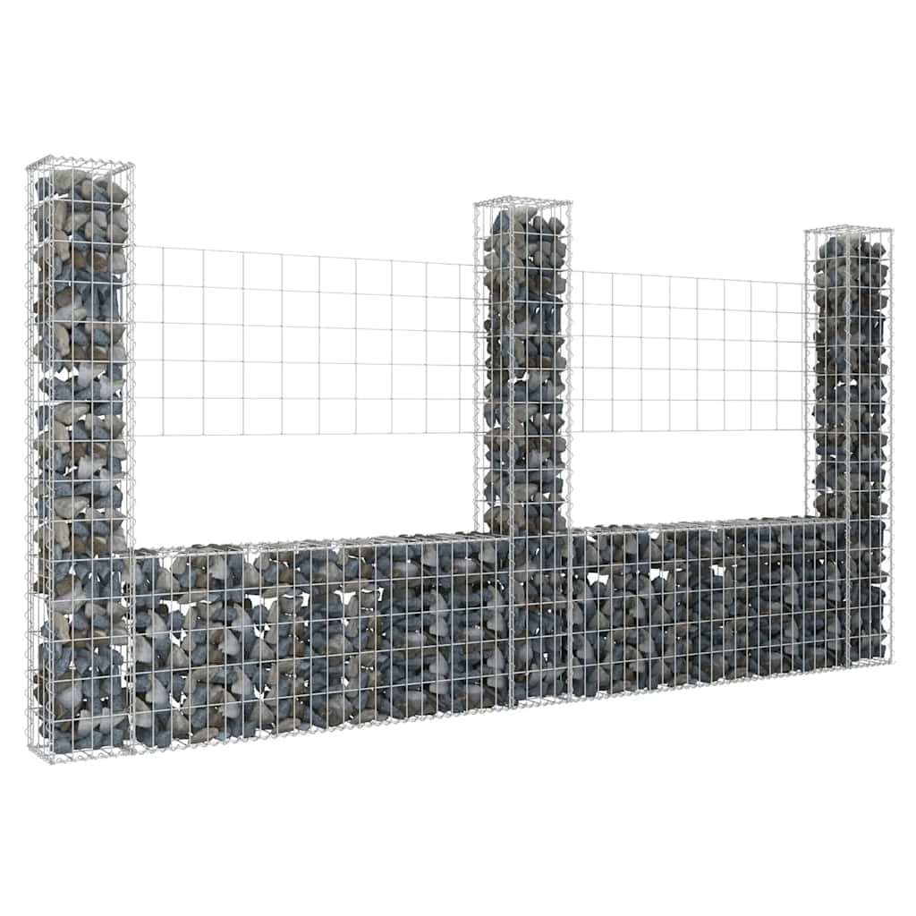 Schanskorf U-vormig met 3 palen 260x20x150 cm ijzer is nu te koop bij PeponiXL, paradijselijk wonen!