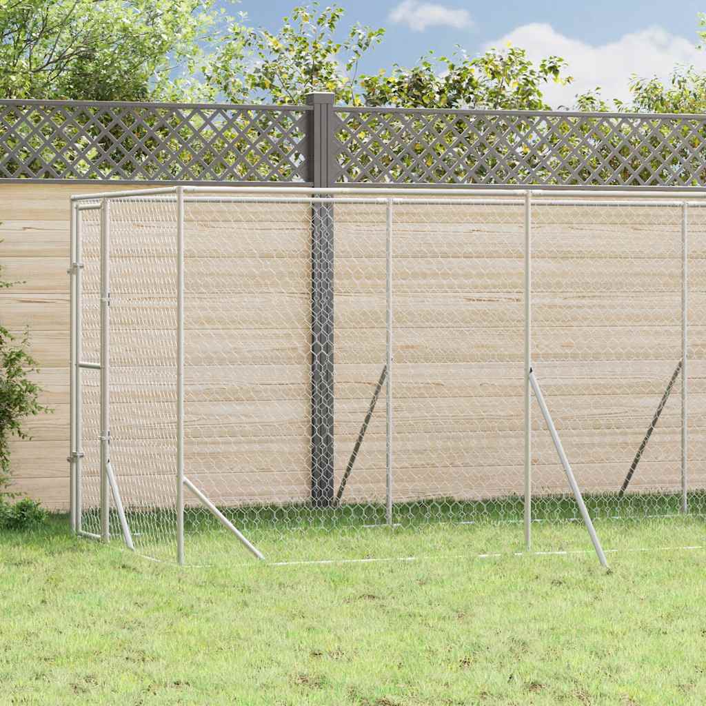 Hondenkennel voor buiten 2x6x2 m gegalvaniseerd staal zilver is nu te koop bij PeponiXL, paradijselijk wonen!