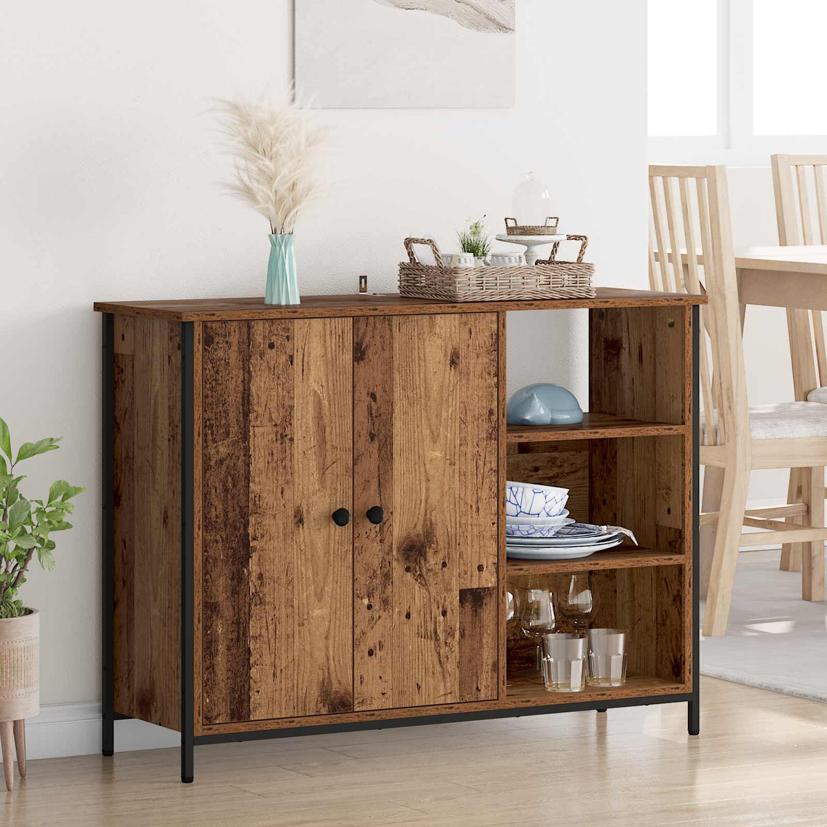 Dressoir Oud Hout 100 x 33 x 75 cm Bewerkt hout is nu te koop bij PeponiXL, paradijselijk wonen!