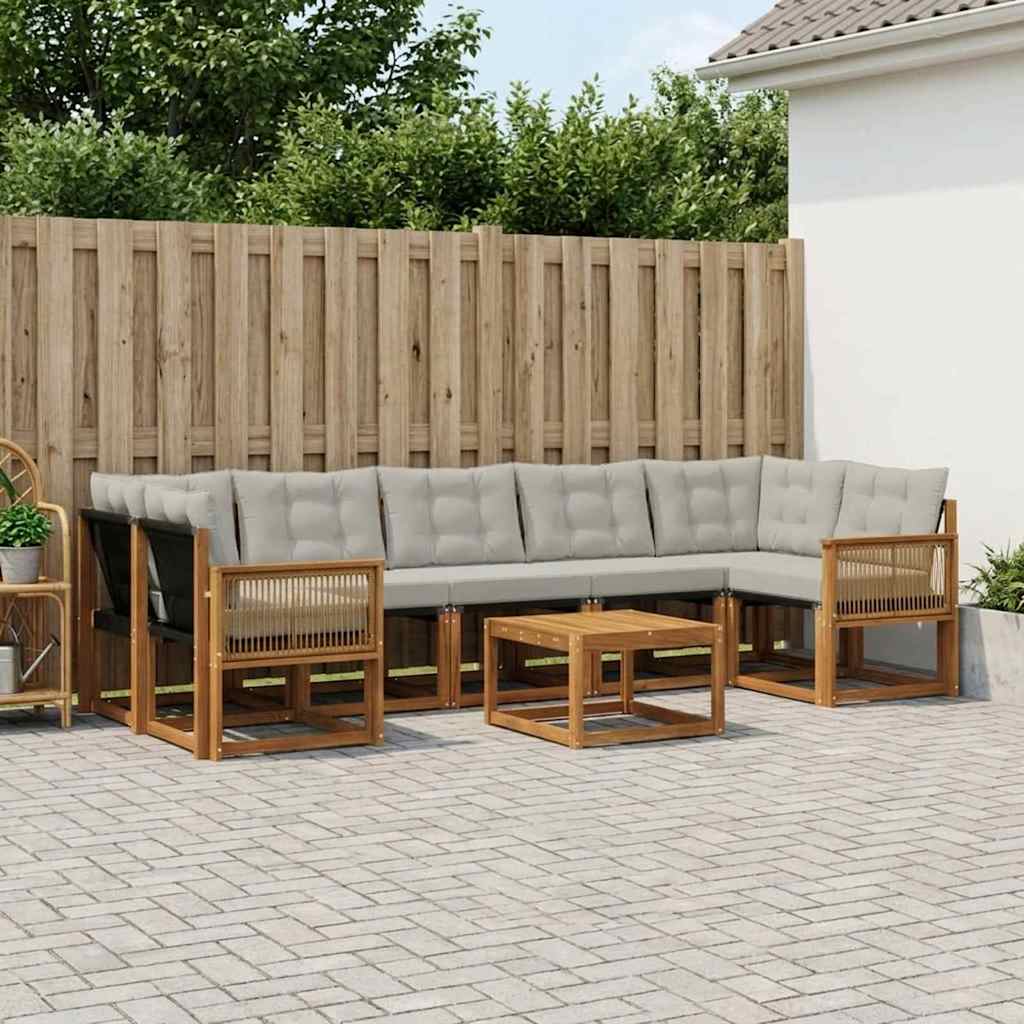 Buiten bankenset met kussen 8 pcs Naturel en lichtgrijs is nu te koop bij PeponiXL, paradijselijk wonen!